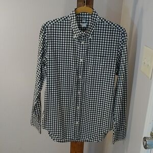 Club Monaco Slim White Black Button Down Checker Boyfriend Fit Shirt Size S/P